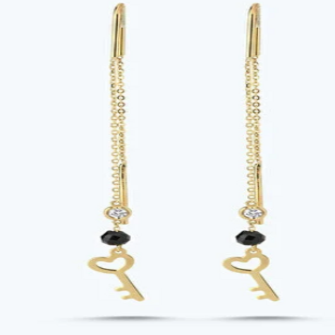 0.04 Karat Pırlanta Spinel Taşlı Anahtar Küpe